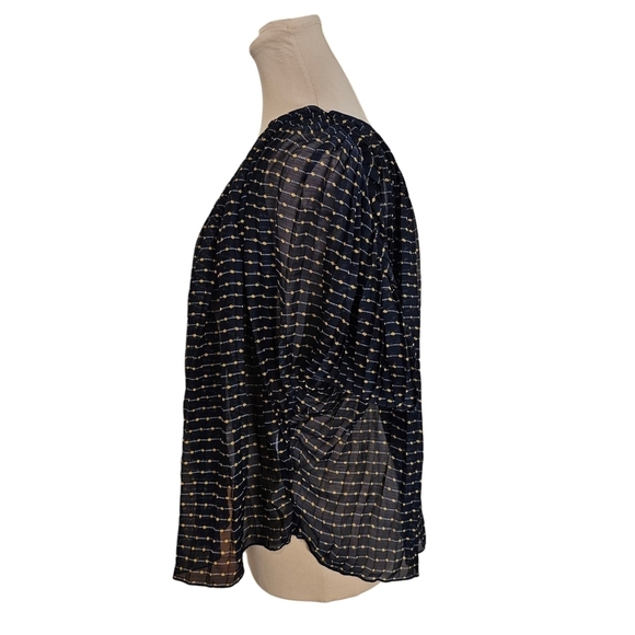 Foxiedox Black Navy Blue and Gold Relaxed Pleated Blouse - Picture 5 of 8